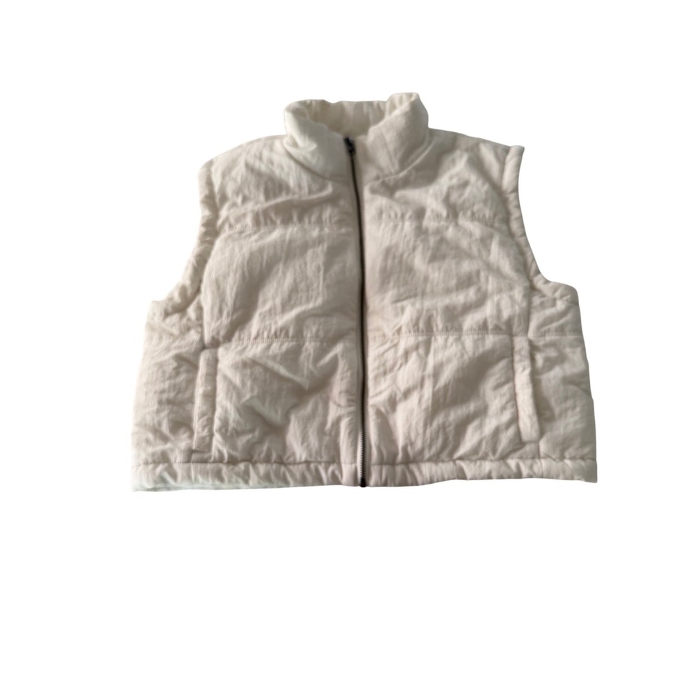 Thread & Supply Ivory Puffer Vest‎ Full Zip Quilted Sleeveless Jacket size M